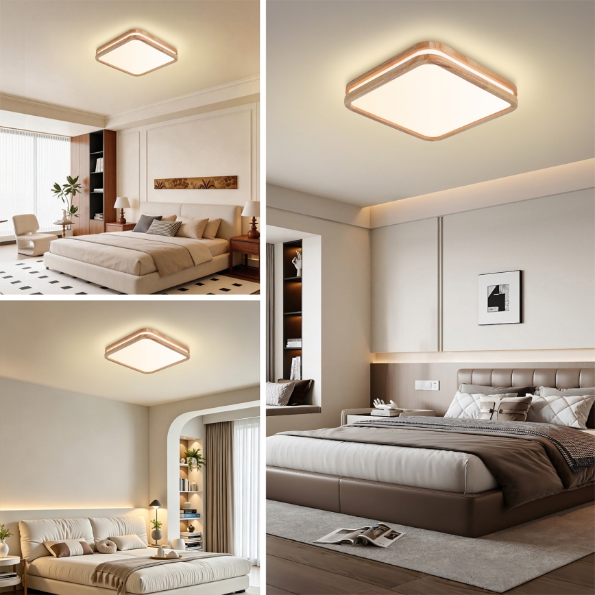Brilagi - Plafoniera LED dimmerabile MOLINA SQUARE LED/48W/230V 3000-6000K rovere 40x40 cm + telecomando