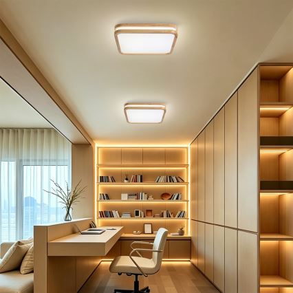 Brilagi - Plafoniera LED dimmerabile MOLINA SQUARE LED/48W/230V 3000-6000K rovere 40x40 cm + telecomando