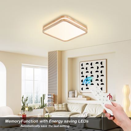 Brilagi - Plafoniera LED dimmerabile MOLINA SQUARE LED/48W/230V 3000-6000K rovere 40x40 cm + telecomando