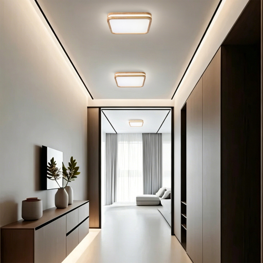 Brilagi - Plafoniera LED dimmerabile MOLINA SQUARE LED/48W/230V 3000-6000K rovere 40x40 cm + telecomando