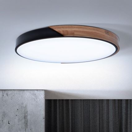 Brilagi - Plafoniera da soffitto LED dimmerabile PILANA LED/60W/230V 3000-6500K rovere/nero Ø 60 cm + con telecomando