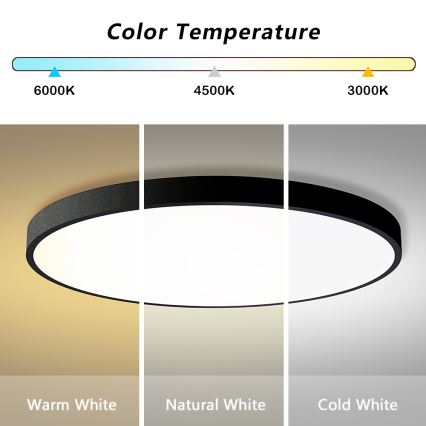 Brilagi - Lampada a LED dimmerabile da soffitto POOL SMART LED/128W/230V 3000-6000K 100 cm Wi-Fi Tuya nera + telecomando