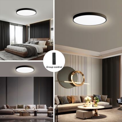 Brilagi - Lampada a LED dimmerabile da soffitto POOL SMART LED/128W/230V 3000-6000K 100 cm Wi-Fi Tuya nera + telecomando