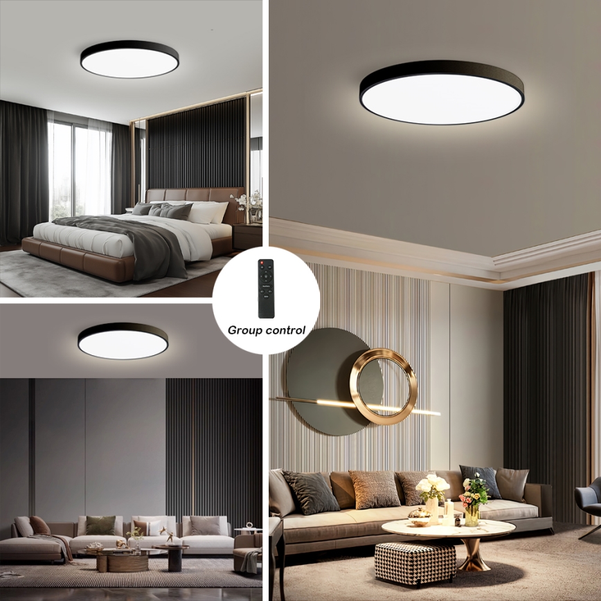 Brilagi - Lampada a LED dimmerabile da soffitto POOL SMART LED/128W/230V 3000-6000K 100 cm Wi-Fi Tuya nera + telecomando