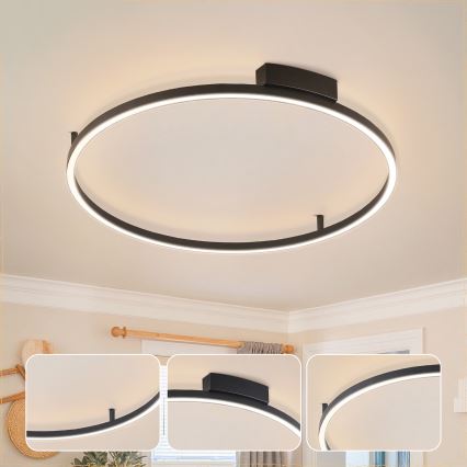 Brilagi - Plafoniera LED dimmerabile PORTOFINO LED/60W/230V 3000-6000K Ø 80 cm nera + telecomando