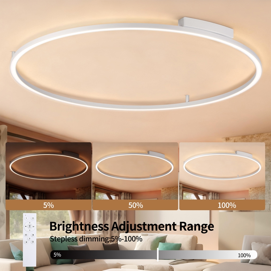 Brilagi - Plafoniera LED dimmerabile PORTOFINO LED/85W/230V 3000-6000K Ø 120 cm argento + telecomando