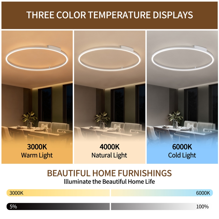 Brilagi - Plafoniera LED dimmerabile PORTOFINO LED/85W/230V 3000-6000K Ø 120 cm argento + telecomando