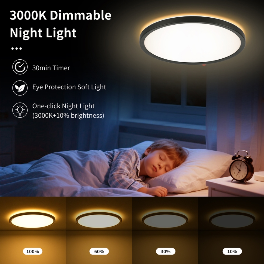 Brilagi - Plafoniera LED dimmerabile ULTRA SLIM LED/24W/230V 2700-6500K Ø 42 cm nera + telecomando