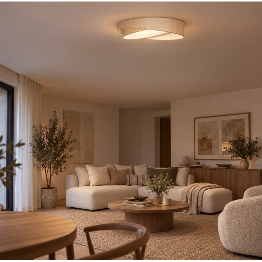 BRILAGI - Plafoniera LED dimmerabile VELVET TWIST LED/36W/2300V 3000-6000K Ø 65 cm Wi-Fi Tuya Beacon beige + telecomando
