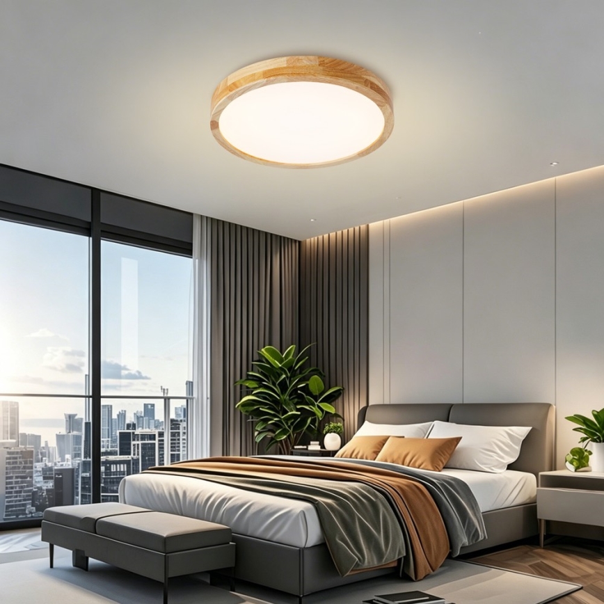 Brilagi - Plafoniera dimmerabile a LED WOODLINE LED/48W/230V 3000-6000K rovere Ø 40 cm + telecomando