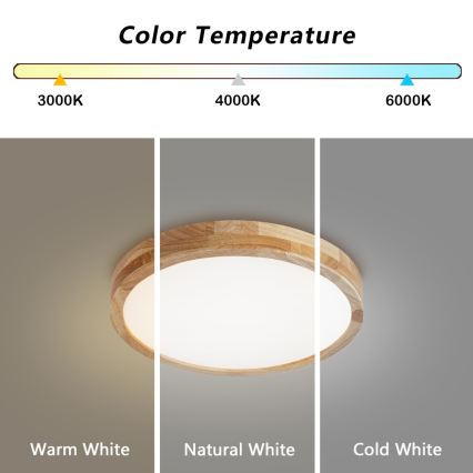Brilagi - Plafoniera dimmerabile a LED WOODLINE LED/48W/230V 3000-6000K rovere Ø 40 cm + telecomando