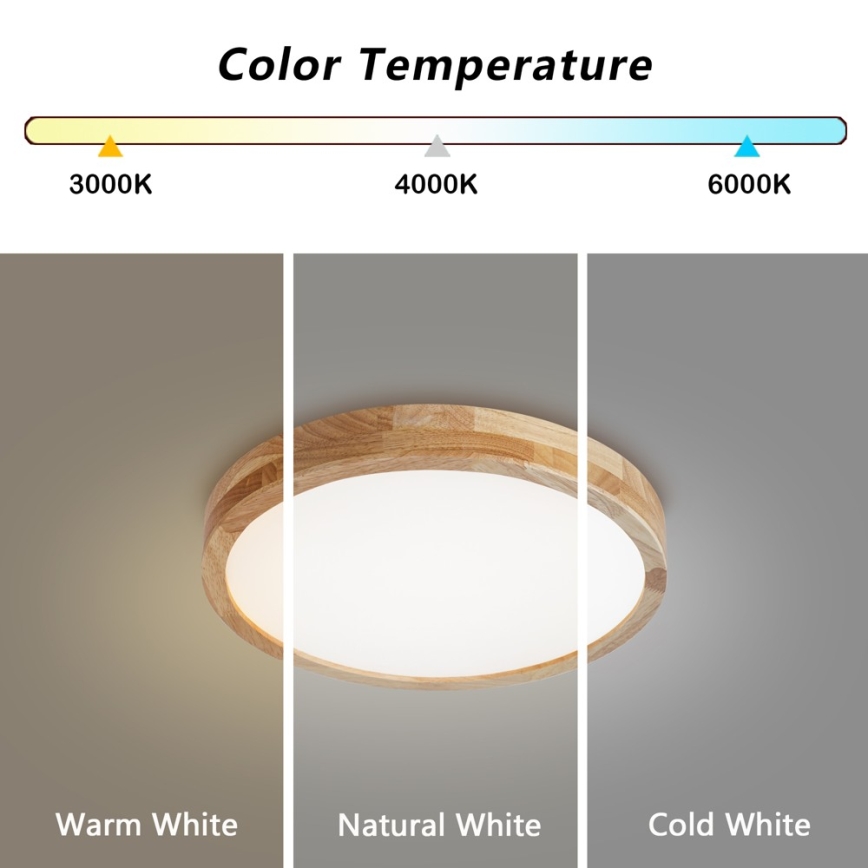 Brilagi - Plafoniera dimmerabile a LED WOODLINE LED/48W/230V 3000-6000K rovere Ø 40 cm + telecomando
