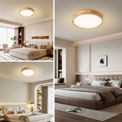 Brilagi - Plafoniera dimmerabile a LED WOODLINE LED/48W/230V 3000-6000K rovere Ø 40 cm + telecomando