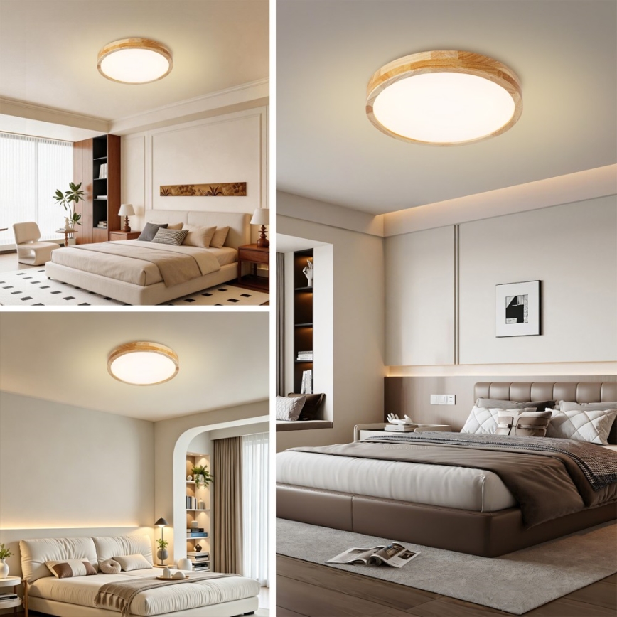 Brilagi - Plafoniera dimmerabile a LED WOODLINE LED/48W/230V 3000-6000K rovere Ø 40 cm + telecomando