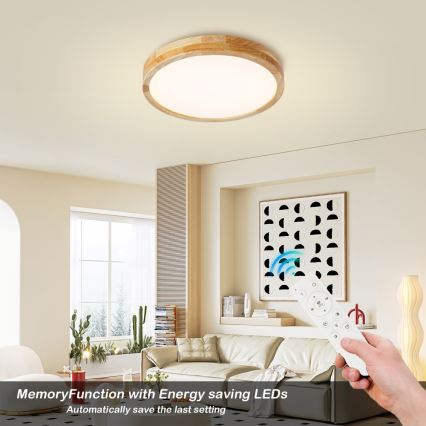Brilagi - Plafoniera dimmerabile a LED WOODLINE LED/48W/230V 3000-6000K rovere Ø 40 cm + telecomando