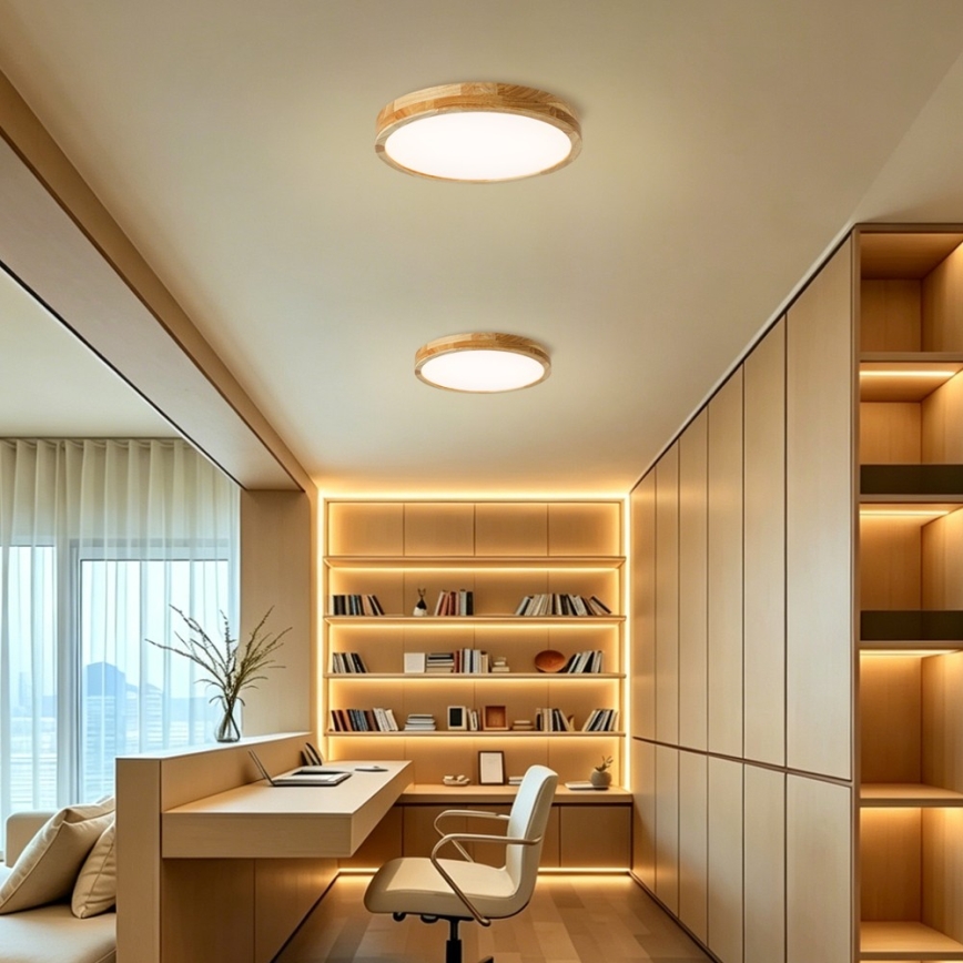 Brilagi - Plafoniera dimmerabile a LED WOODLINE LED/48W/230V 3000-6000K rovere Ø 40 cm + telecomando