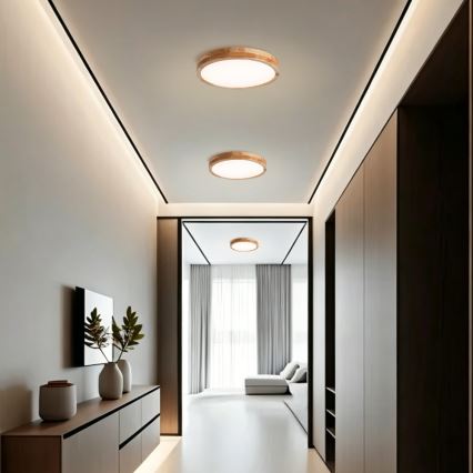 Brilagi - Plafoniera dimmerabile a LED WOODLINE LED/48W/230V 3000-6000K rovere Ø 40 cm + telecomando
