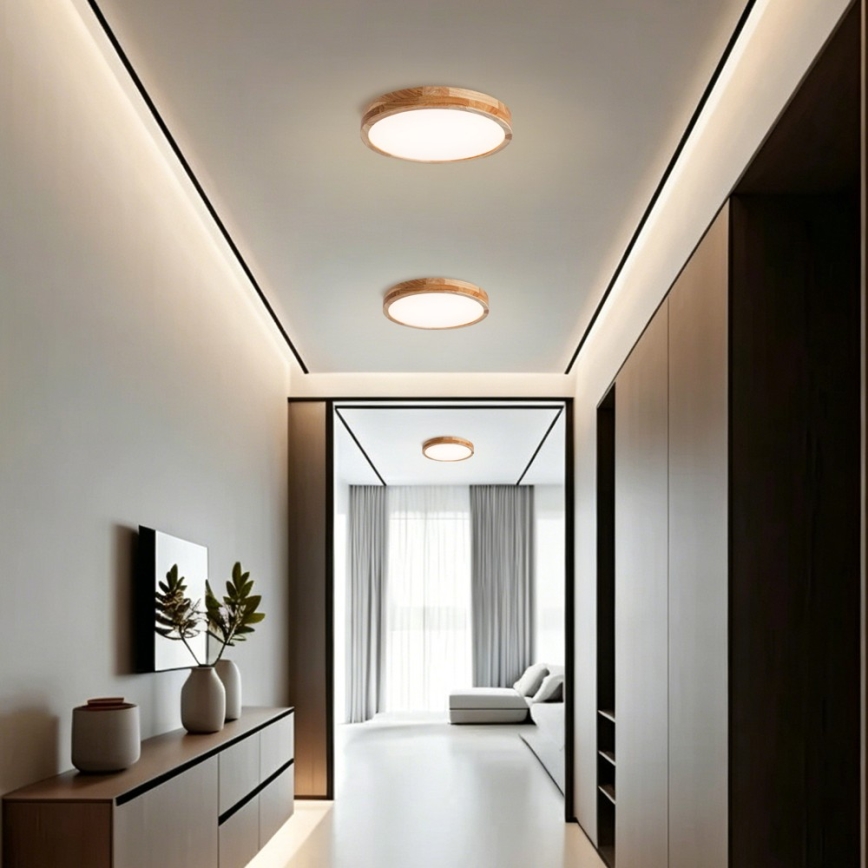 Brilagi - Plafoniera dimmerabile a LED WOODLINE LED/48W/230V 3000-6000K rovere Ø 40 cm + telecomando