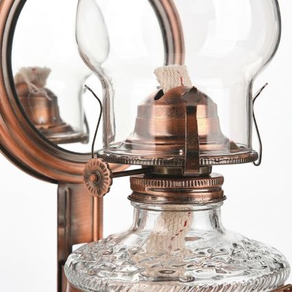 BRILAGI - Lampada a petrolio con specchio MERLIN rame/patina