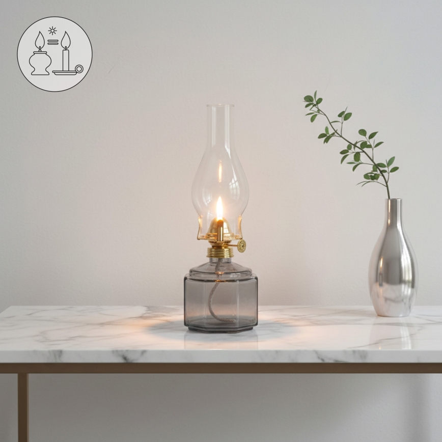 Brilagi - Lampada a petrolio MERLIN fumé/grigio