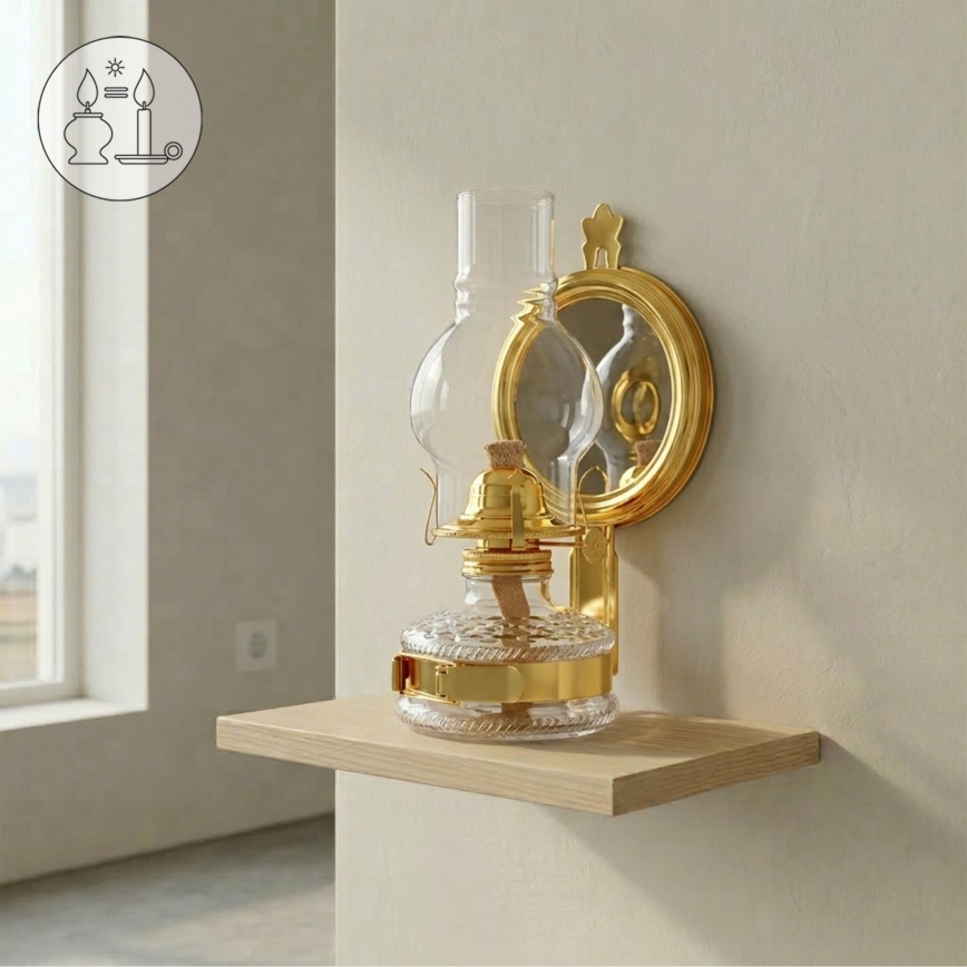 Brilagi - Lampada a petrolio MERLIN in oro lucido