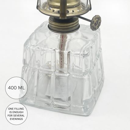 Brilagi - Lampada a petrolio MERLIN trasparente/dorata/patina