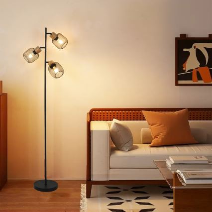 Brilagi - Lampada a piantana BASKLITE 3xE27/15W/230V legno/nero