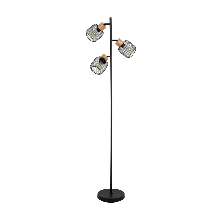 Brilagi - Lampada a piantana BASKLITE 3xE27/15W/230V legno/nero