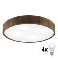 Brilagi - Lampada a soffitto LED CARVALHO 4xE27/60W/230V in rovere noce Ø 57,5 cm