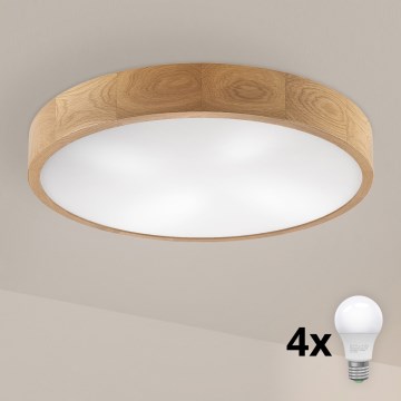 Brilagi - Lampada a soffitto LED CARVALHO 4xE27/60W/230V in rovere Ø 57,5 cm