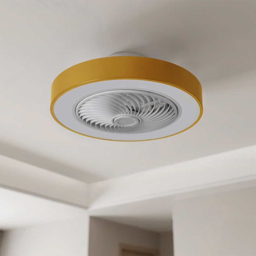 Brilagi - Plafoniera LED dimmerabile con ventilatore, LED/38W/230V, 3000-6500K 3000-6500K, Ø 50 cm, dorata + telecomando