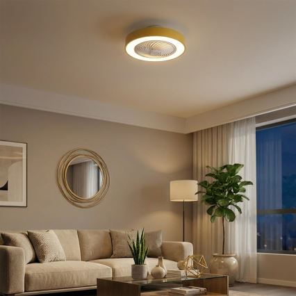 Brilagi - Plafoniera LED dimmerabile con ventilatore, LED/38W/230V, 3000-6500K 3000-6500K, Ø 50 cm, dorata + telecomando