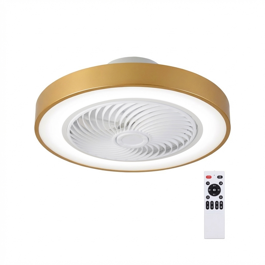 Brilagi - Plafoniera LED dimmerabile con ventilatore, LED/38W/230V, 3000-6500K 3000-6500K, Ø 50 cm, dorata + telecomando