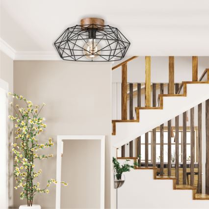 Brilagi - Lampada da soffitto WOODY BASKET 1xE27/60W/230V rovere noce