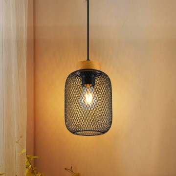 Brilagi - Lampada a sospensione con cavo BASKLITE 1xE27/15W/230V legno di caucciù/nero