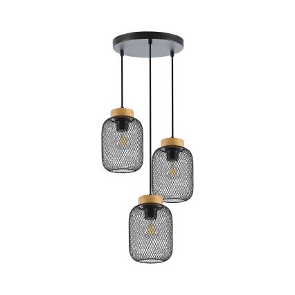 Brilagi - Lampada a sospensione con cavo BASKLITE 3xE27/15W/230V legno di caucciù/nero