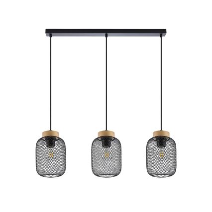 Brilagi - Lampada a sospensione con cavo BASKLITE 3xE27/15W/230V legno di Hevea/nero
