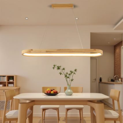 Brilagi - Lampada a sospensione con cavo LED UMEA WOOD LED/40W/230V 90x22 cm, legno di caucciù