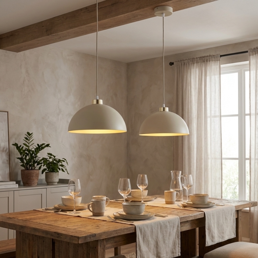 Brilagi - Lampada a sospensione con cavo MOON 1xE27/60W/230V Ø 30 cm beige/oro