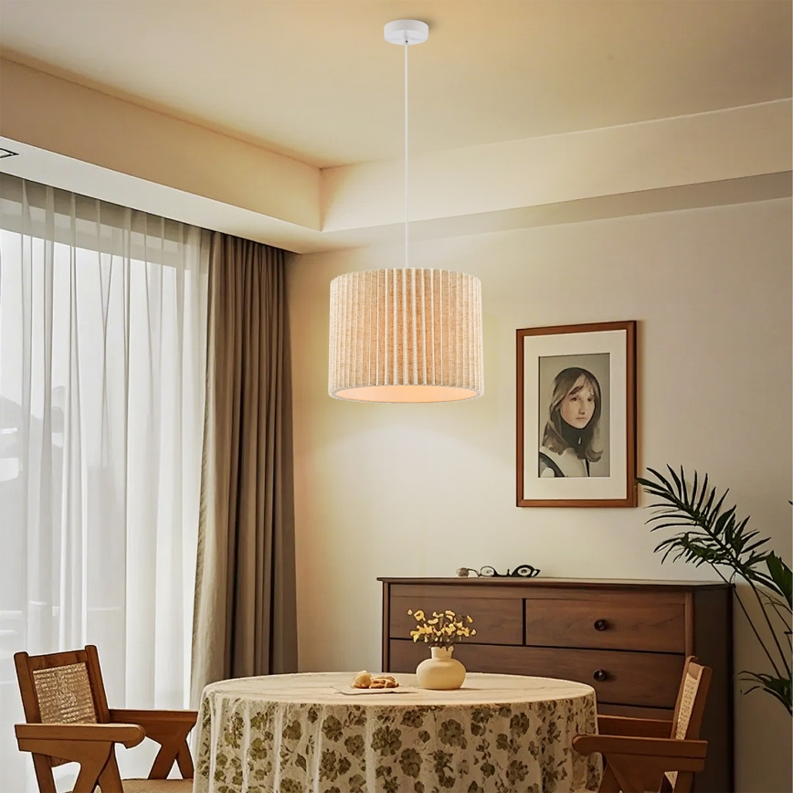Brilagi - Lampada a sospensione con cavo NORDIC WAVE 1xE27/15W/230V Ø 32 cm lino/bianco