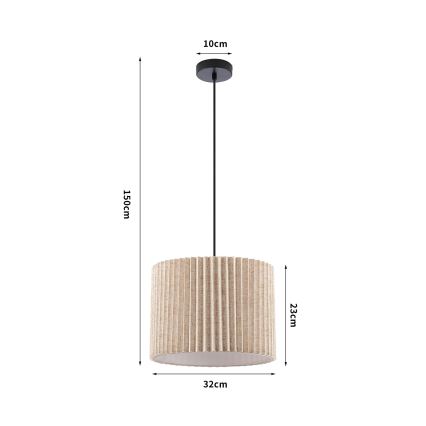 Brilagi - Lampada a sospensione con cavo NORDIC WAVE 1xE27/15W/230V Ø 32 cm lino/nero