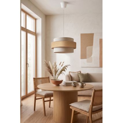 Brilagi - Lampada a sospensione con cavo SPACE 1xE27/60W/230V Ø 40 cm beige/crema