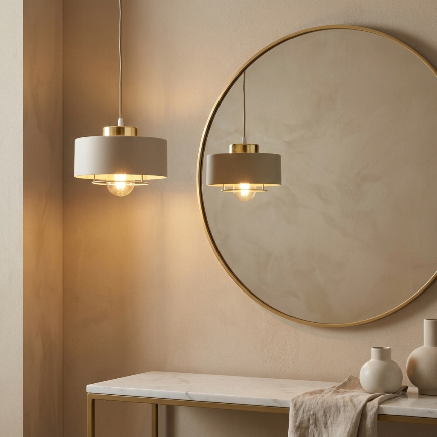 Brilagi - Lampada a sospensione con cavo SPRING 1xE27/60W/230V Ø 20 cm beige/oro