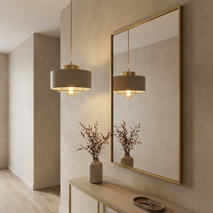 Brilagi - Lampada a sospensione con cavo SPRING 1xE27/60W/230V Ø 20 cm beige/oro