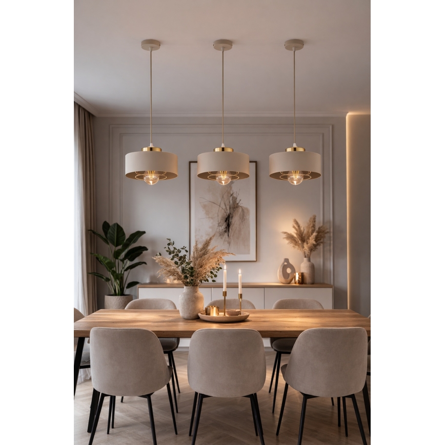Brilagi - Lampada a sospensione con cavo SPRING 1xE27/60W/230V Ø 20 cm beige/oro