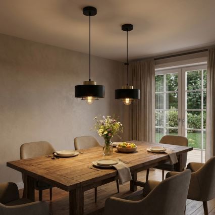 Brilagi - Lampada a sospensione con cavo SPRING 1xE27/60W/230V Ø 20 cm nero/oro