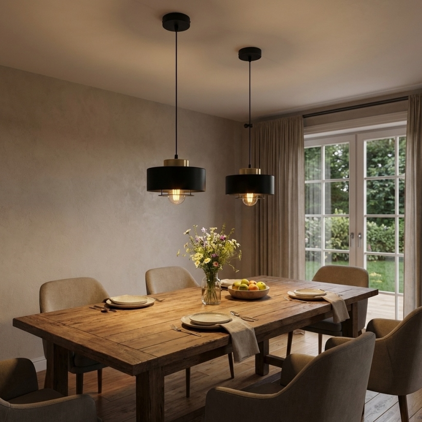 Brilagi - Lampada a sospensione con cavo SPRING 1xE27/60W/230V Ø 20 cm nero/oro