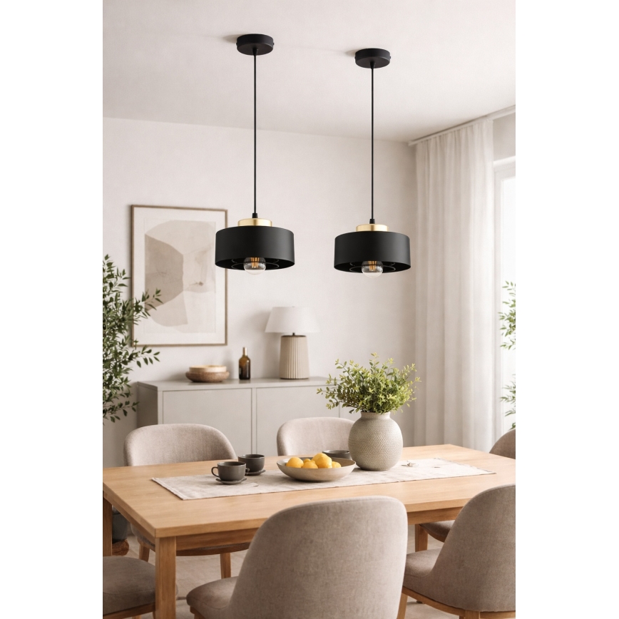 Brilagi - Lampada a sospensione con cavo SPRING 1xE27/60W/230V Ø 20 cm nero/oro