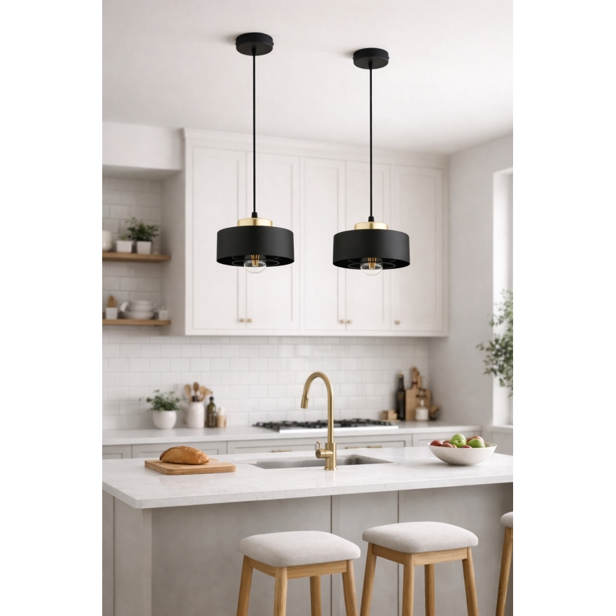 Brilagi - Lampada a sospensione con cavo SPRING 1xE27/60W/230V Ø 20 cm nero/oro
