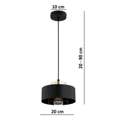 Brilagi - Lampada a sospensione con cavo SPRING 1xE27/60W/230V Ø 20 cm nero/oro